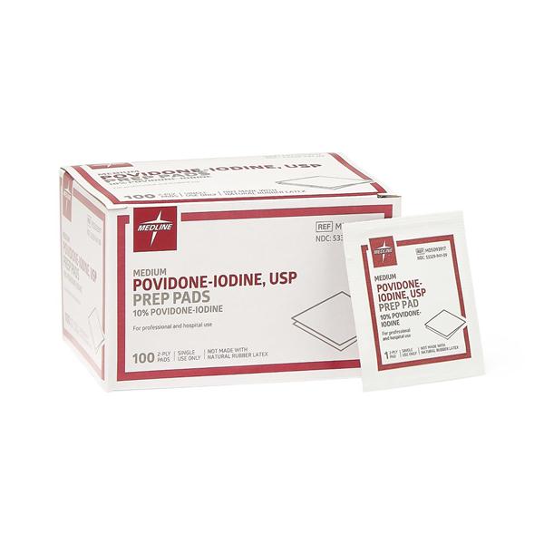 Pad Prep PVP Iodine Medium 100/Bx, 10 BX/CA